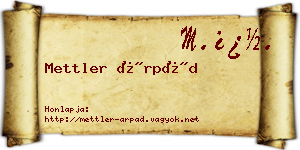 Mettler Árpád névjegykártya